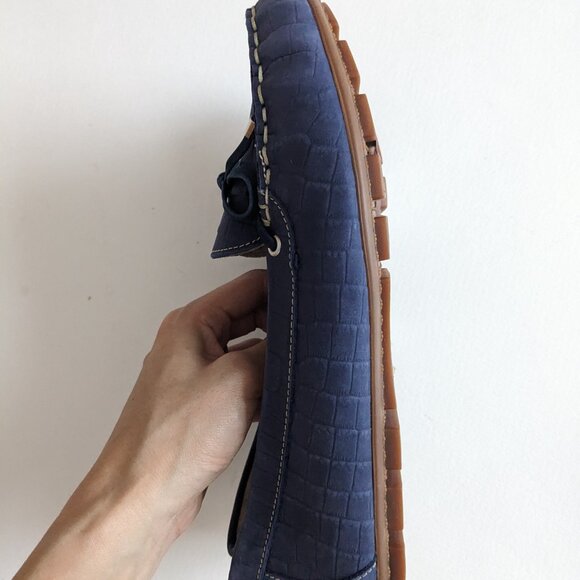 Suede Alligator Blue Moccasins - Picture 3 of 3